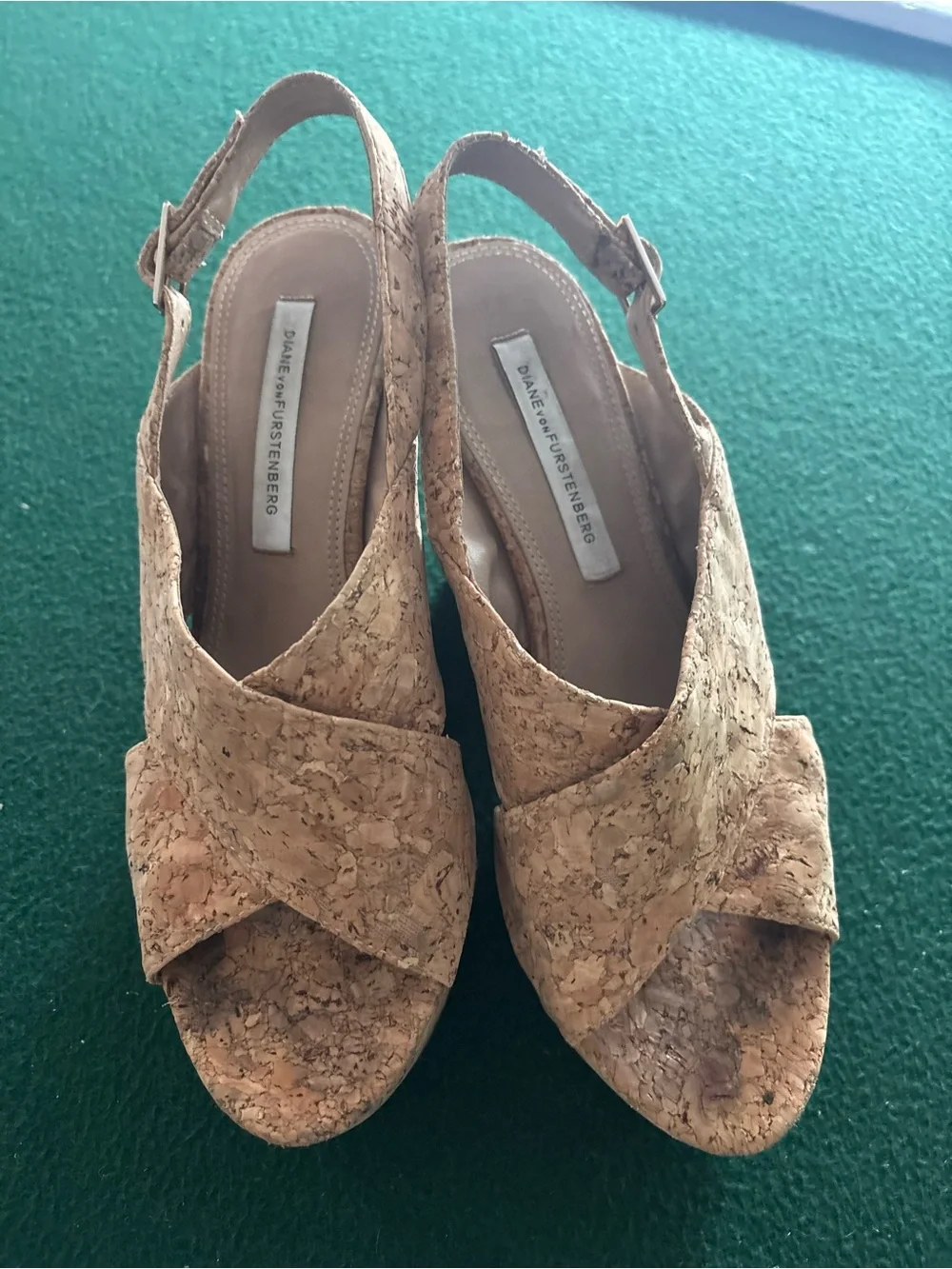 DVF NATURAL CORK Liberty Platform Sandal Sz: 7